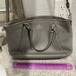 Grey leather Coach Purse